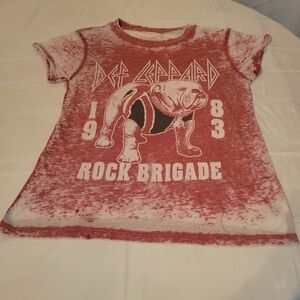 Recycled Karma Def Leppard Rock Brigade Red T-Shirt Smal